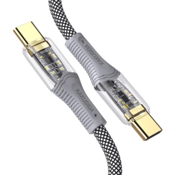 Kaku KSC-809 - Cablu Date si Incarcare, Type-C, PD60W, QC3.0, Braided, LED Power, 1m, Negru - Img 2