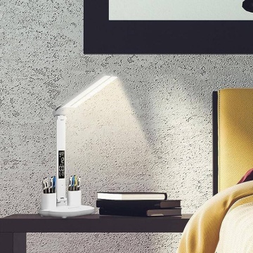 Lampa de birou Charging version 1, Reglare intensitate lumina rece/calda, USB-A, Timp, Temperatura, Data, Alb - Img 5