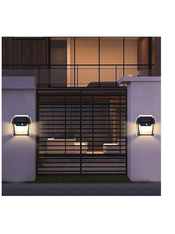 Lampa solara tip felinar 38W Smartix cu 3 Becuri, Acumulator 1200mAh, Senzor 5-8M, Pentru exterior, Suport inclus, Panou solar inclinat, 600 Lumeni, Negru - Img 2