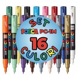 M1477 - Marker UNI Posca pc-1m, Varf rotund, 0.7mm, Set 16 culori - Img 3