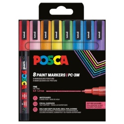 M1514 - Set marker UNI Posca 8 culori cu sclipici, pc-3ml, varf rotund, 0.9-1.3mm, - Img 1