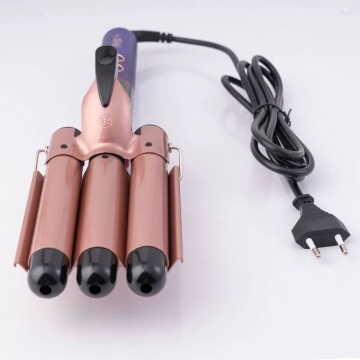 Ondulator de par 3 tuburi, 25 mm, Profesional, Ceramica, Sistem de control al temperaturii, Roz - Img 6