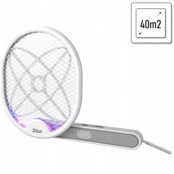 Paleta electrica anti-insecte Zilan ZLN7088, 2800V, reincarcabila, lampa LED, maner reglabil, suport inclus, alba - Img 2