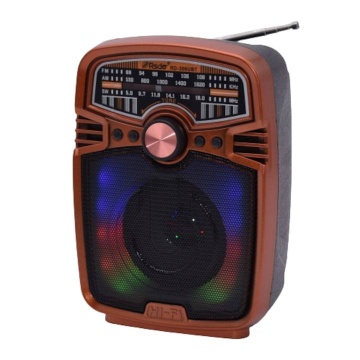 Radio cu bluetooth, Portabil cu acumulator, Cititor format Mp3 USB-A/TF, Brown - Img 1