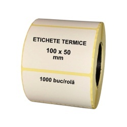 Role etichete autoadezive termice Ecothermal, 100x50 mm, 1000 etichete/rola, Ambalare CUTIE 20 role - Img 1