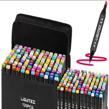 Set 120 Markere Smartix, geanta de depozitare inclusa, 2 tipuri de varf, pe baza de alcool, culori intense, multicolor - Img 1