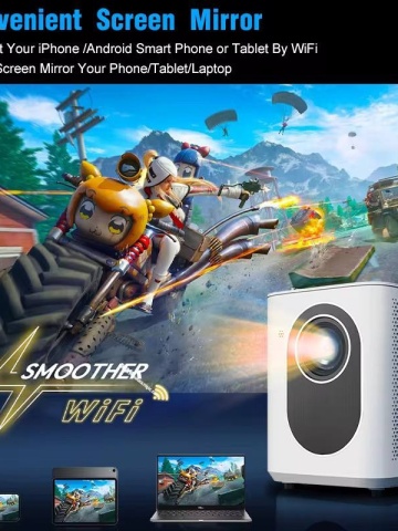 Video proiector Wireless Smartix PRO T3 Full HD 1080P, Wi-Fi + BT 5.0 Dual Band, 25DB, Ecran mare de 130 inch, Durata de viata foarte lunga, Alb - Img 4