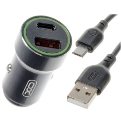 XO CC32 – Incarcator auto 20W PD QC 3.0 cu 1xUSB-C si 1xUSB-A-A + cablu USB-C, negru - Img 2