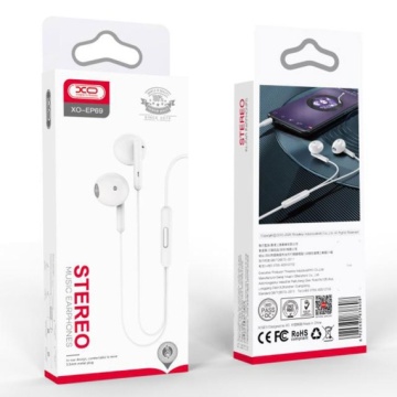 XO EP69 - Casti cu Fir, In Ear, 3.5mm, 1.2m, Mic & Volume Key, HiFi Alb - Img 1