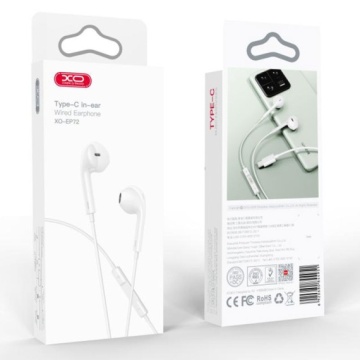 XO EP72 - Casti cu Fir, In Ear, USB-C, 1.2m, Mic & Volume Key, HiFi, Alb - Img 1