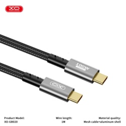 XO GB020 - Cablu Date si Incarcare, Type-C, PD100W, QC3.0, 4K, 1m, Gri - Img 3