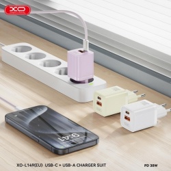 XO L149 – Incarcator retea 18W cu 1xUSB-C si 1xUSB-A 5V 3A, alb - Img 4