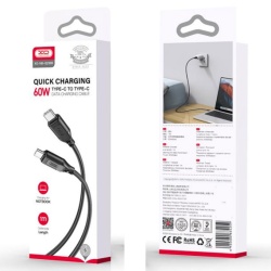 XO NB-Q236B - Cablu Date si Incarcare, Type-C, PD60W, QC3.0, Braided, 1m, Negru - Img 1