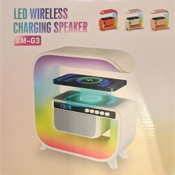 3 in 1 - Boxa audio, Statie incarcare, Lampa RGB si boxa Bluetooth alb - Img 2