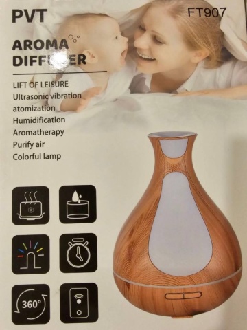 Aroma difuzor 500ml, Purificator aer, Umidificator cu lumina, Light Wood - Img 1