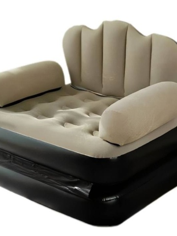 Canapea gonflabila 3-in-1 pentru interior si exterior, PVC, 1 Persoana, Transformer 90x88x100CM si 70x22x198CM, Bej - Img 1