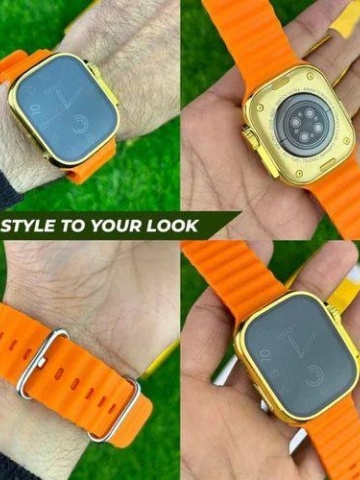 Ceas Smartwatch Ultra 2.19 IMCH 49 mm, 2 Curele incluse, Moduri multiple, Termometru, Monitorizare somn, Orange-Auriu - Img 5