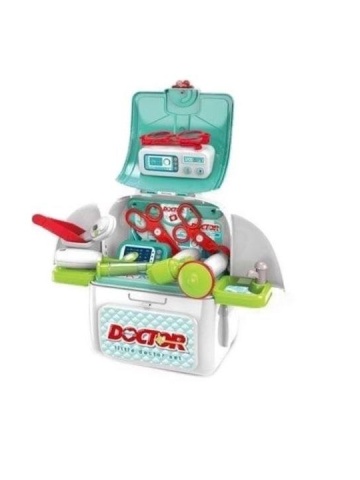 Gentuta Trusa Doctor 2 in 1 de joaca cu Banc de lucru si accesorii, 21.5x39.5x 40, Varsta 3+ Turcuaz - Img 6