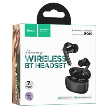 Hoco EQ10 - Casti Wireless, Ear Buds, Bluetooth 5.3, 180h StandBy, 300mAh, Power LED, Harmony, Negru - Img 3