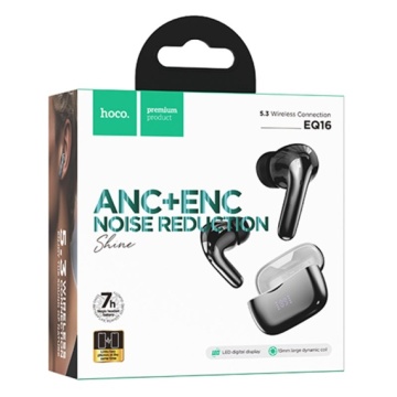 Hoco EQ16 - Casti Wireless, Ear Buds, Bluetooth 5.3, 180h StandBy, 320mAh, Glaze, Negru - Img 2