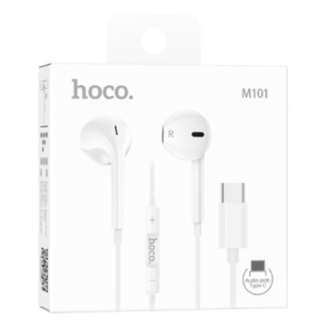 Hoco M101 - Casti cu Fir, In Ear, Type-C, 1.2m, Mic & Volume Key, HiFi, Alb - Img 1