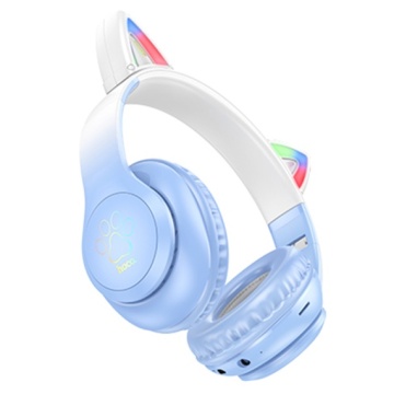 Hoco W39 - Casti Wireless, Over Ear, Bluetooth 5.3, 180h StandBy, 400mAh, Kids, Crystal, Albastru - Img 2