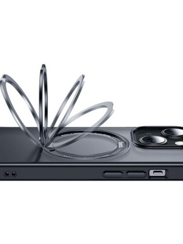 Husa Hoco AS1 - iPhone 15 Plus, MagSafe, Ring Stand, Frosted, Violet - Img 2