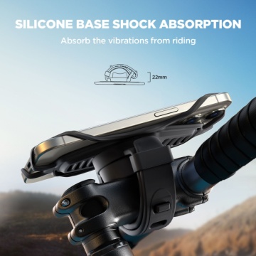 Joyroom JR-ZS382 - Suport Moto/Bike, montaj Ghidon, SiliconBand, Shockproof, 4 Corners, Negru - Img 3