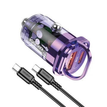 Kaku KSC-1193 - Incarcator Auto + Cablu Type-C, 1m, PD36W, 1xType-C, 1xUSB-A, Violet - Img 4