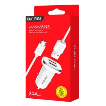 Kaku KSC-318 - Incarcator Auto + Cablu MicroUSB, 18W, 2.4A, 2xUSB-A, QC 3.0, Alb - Img 1