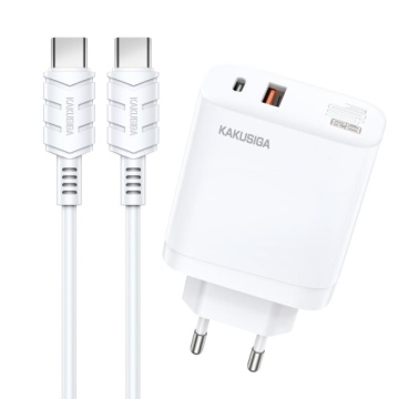 Kaku KSC-813 - Incarcator Retea + Cablu Lightning, 40W, 2.4A, 1xUSB-C, 1xUSB-A, PD, QC 3.0, Alb - Img 2