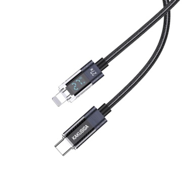 Kaku KSC-971 - Cablu Date si Incarcare, Type-C la Lightning, PD27W, QC3.0, Braided, LED Power, 1m, Negru - Img 3