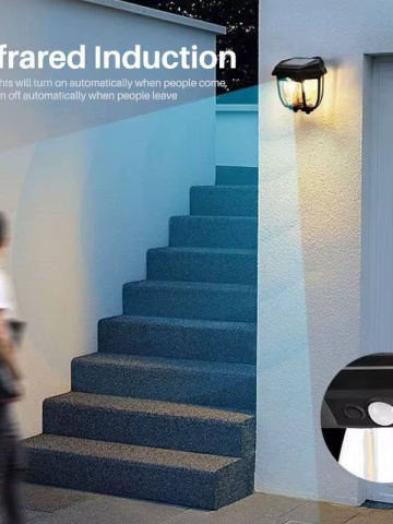 Lampa solara tip felinar 38W Smartix cu 3 Becuri, Acumulator 1200mAh, Senzor 5-8M, Pentru exterior, Suport inclus, Panou solar inclinat, 600 Lumeni, Negru - Img 3
