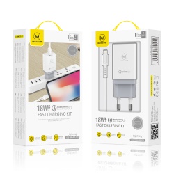 Maxcell CDQ090 – Incarcator retea 18W QC3.0 cu 1xUSB + Cablu 1m Type-C, alb - Img 1