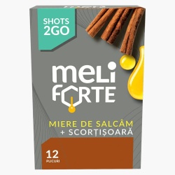 Meliforte S2 – Miere de salcam cu Scortisoara 12 plicuri x 10g (120g) - Img 1
