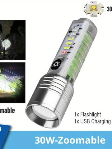 Mini lanterna Smartix Multifuncționala 5W LED, Incarcare USB-C, Indicator baterie, Rezistent ploaie, Verde - Img 2
