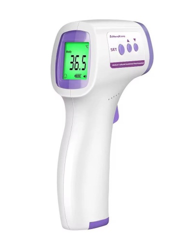 Termometru non contact cu infrarosu Smartix digital, de mare precizie, Display LED HD, masurare fara atingere, Pentru copii și adulti, Alb-Violet - Img 1