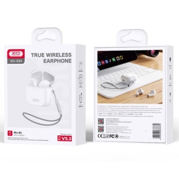 XO X24 - Casti Wireless, Ear Buds, Bluetooth 5.3, 200h StandBy, 300mAh, Lanyard, Alb - Img 2