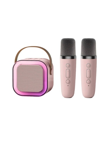 Boxa Karaoke Smartix cu 2 Microfoane pentru Copii, Roz - Img 1