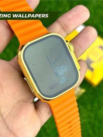 Ceas Smartwatch Ultra 2.19 IMCH 49 mm, 2 Curele incluse, Moduri multiple, Termometru, Monitorizare somn, Orange-Auriu - Img 6