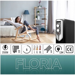 Floria ZLN3666 – Calorifer electric 2500W cu 11 elementi si termostat reglabil - Img 6