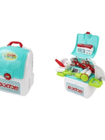 Gentuta Trusa Doctor 2 in 1 de joaca cu Banc de lucru si accesorii, 21.5x39.5x 40, Varsta 3+ Turcuaz - Img 7