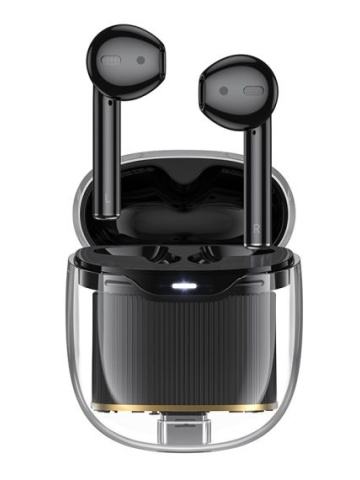 Hoco EW52 - Casti Wireless, Ear Buds, Bluetooth 5.3, Baterie 300mAh, 180h, Crystal, Negru - Img 3