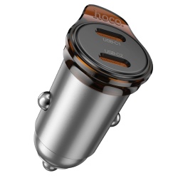 Hoco NZ16B – Incarcator auto PD45W cu 2xUSB-C, gri - Img 2