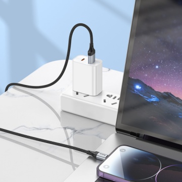 Hoco X102 - Cablu Date si Incarcare, USB la Lightning, 2.4A, Braided, 1.2m, Negru - Img 6