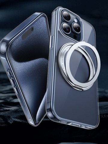 Husa Hoco AS1 - iPhone 15 Pro Max, MagSafe, Ring Stand, Frosted, Violet - Img 6