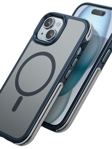 Husa Hoco AS5 - iPhone 15 Plus, MagSafe, GripEdge, Frosted, Albastru - Img 1