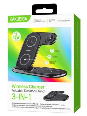Incarcator Wireless, 15W, Qi Charging, Fast Charging, tip Stand, Negru - Img 2