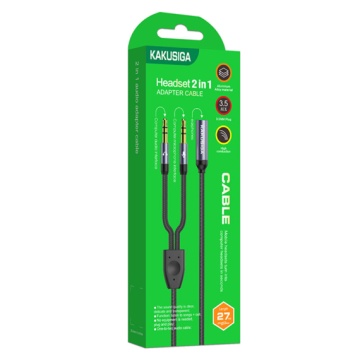 Kaku KSC-569 - Cablu, Audio Y Splitter, 2x Jack 3.5mm (M) - la Jack 3.5mm (F) - 27cm, Negru - Img 1