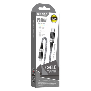 Kaku KSC-696 - Cablu Date si Incarcare, Type-C la Lightning, PD20W, QC3.0, 1.2m, Gri - Img 1